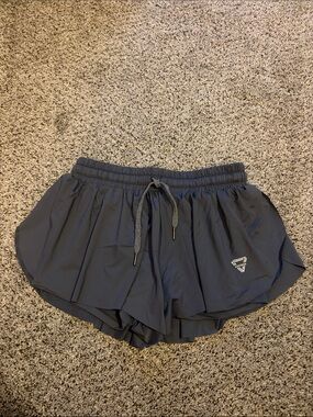 Women's Dark Grey Athletic Butterfly Running Shorts with Drawstring